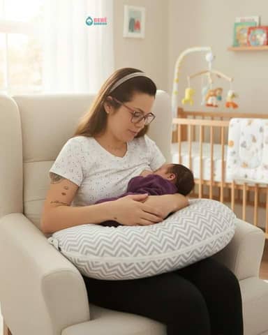 ALMOFADA DE AMAMENTAR CHEVRON CINZA - BEM FIRME!!!! BEBÊ QUERIDO