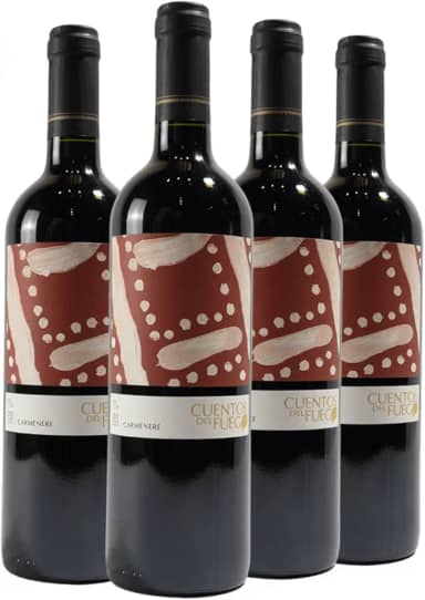 Kit com 4 Vinhos Chilenos Tinto Seco Carmenere Cuentos del Fuego
