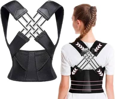 Colete Corretor Postural PostuMax - Cinta Ortopédica Postural Unissex, Suporte Lombar Ajustável, Corrija Sua Postura Durante a Rotina - 33 x Larg:40cm (Colete Fechado)