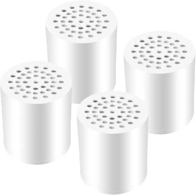 Laicky Pacote com 4 cartuchos de filtro de chuveiro de 20 estágios, purificador de água dura, remove cloro, metais pesados, ferro, outros sedimentos, amaciante de água com alto rendimento, pele e cabelo saudáveis