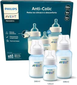 Kit Triplo Mamadeira Anti-Colic Philips Avent 125ml + 260ml + 330ml Azul
