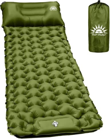 Colchonete Camping Colchão Inflável Solteiro, Acampamento Acessorios,Praticidade e Conforto (Verde)