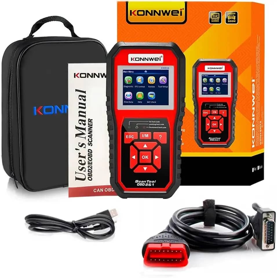 Scanner Automotivo KW850 OBDII/EOBD - Leitor de Códigos e Diagnóstico para Carros (1996+), 10 Modos, 8 Idiomas, Compatível com Gasolina/Diesel/Híbridos, Ideal para Mecânicos, Entusiastas