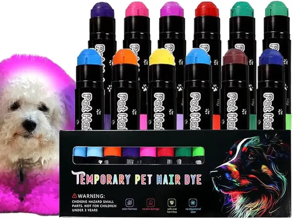 CKANDCK Tintura temporária de pelos de animais de estimação, tinta de pele de animal de estimação, canetas de pintura de cabelo não tóxicas para cuidados criativos, tintura de cabelo de cachorro