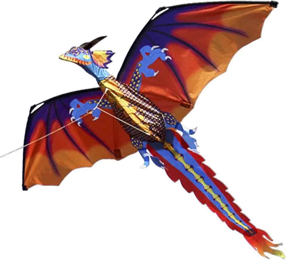 Pipa, Moniss 140cm x 120cm / 55 x 47 polegadas Dragon Kite Linha única Pipa Voadora com Cauda Linha Voadora de 100m para Crianças Adultos