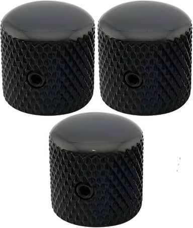 Kit Com 03 Knob De Metal Preto Para Guitarra e Contra Baixo