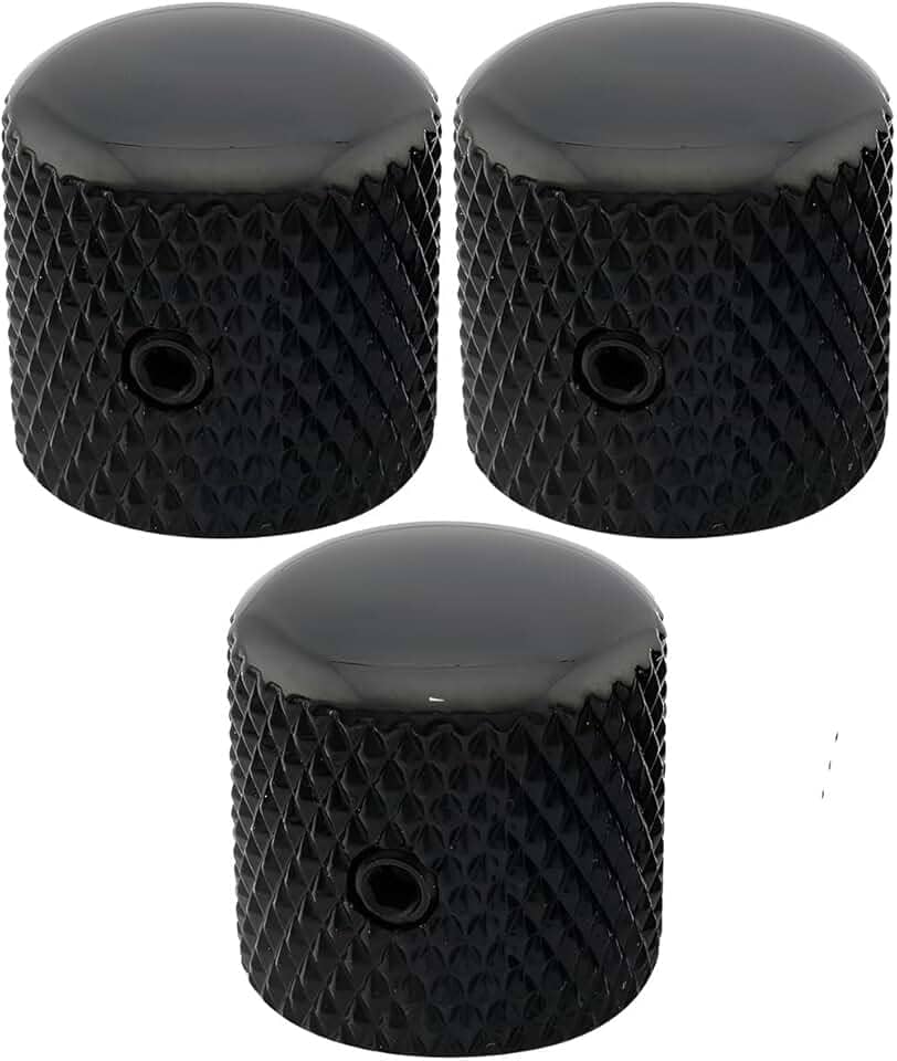 Kit Com 03 Knob De Metal Preto Para Guitarra e Contra Baixo