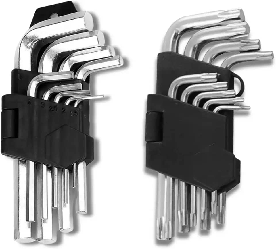 CWK Kit 18 Peças Jogo Chave Torx e Allen Curta T10 a T50 de Precisão em Aço Temperado para Manutenção Automotiva, Bicicleta, Moto, Oficina e Reparos