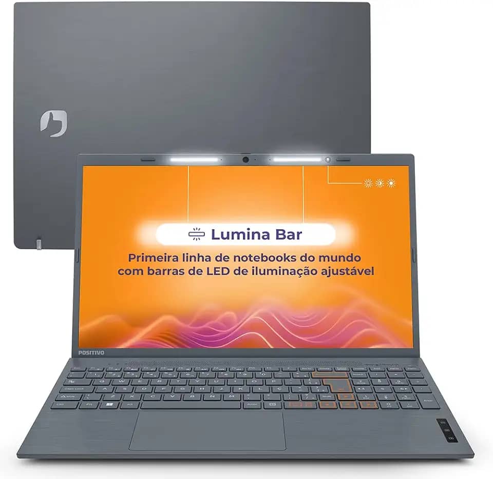 Notebook Positivo Vision C15 Lumina Bar Celeron 8GB 128GB eMMC, Tela 15 polegadas HD Antirreflexo, Windows 11, Tecla Link, Cinza – 2 ANOS DE GARANTIA