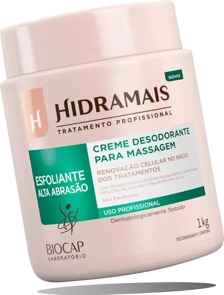 Creme Esfoliante Corporal Profissional Hidramais - Alta Abrasão, 1kg - Pele Renovada e Suave