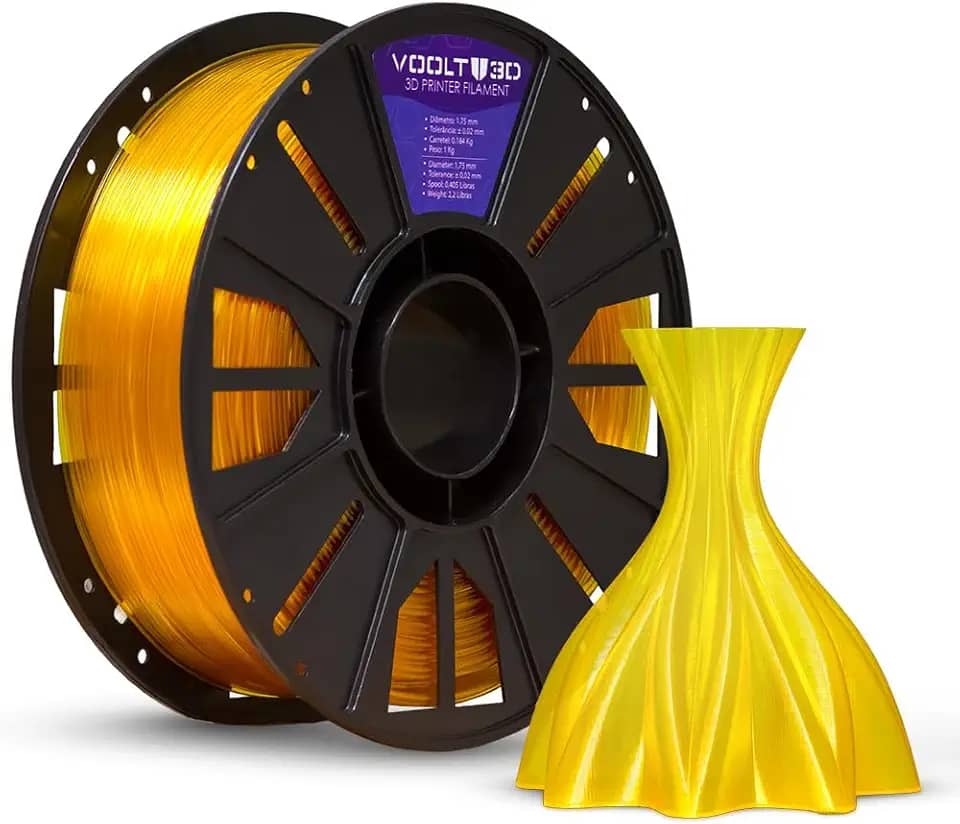 Filamento PETG Amarelo Ouro Translúcido 1kg - 1.75Mm Voolt 3D Para Impressora 3D