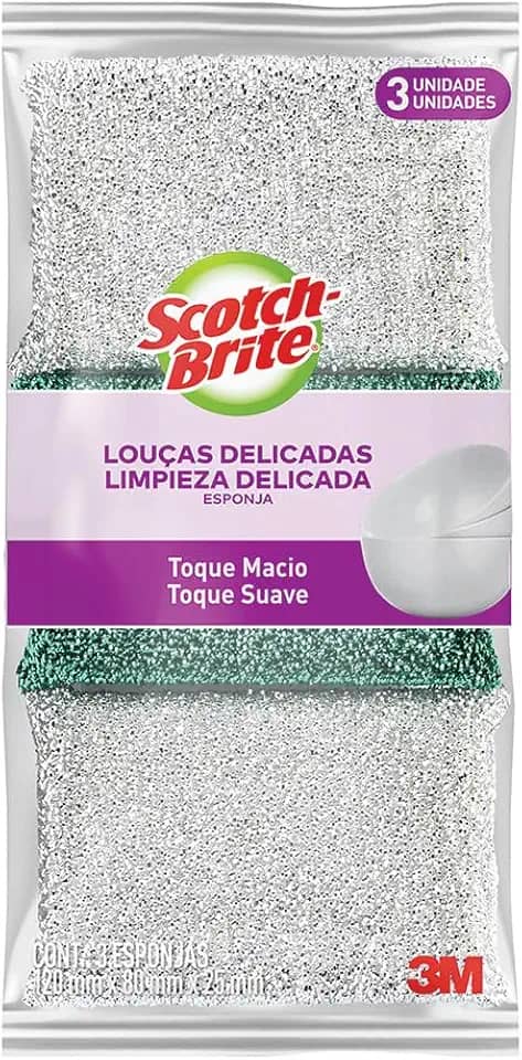 Scotch-Brite, 3M, Esponja Prateada, Pacote com 3 unidades