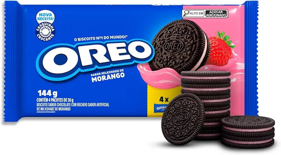 Oreo Biscoito Recheado Milkshake De Morango Multipack 144G