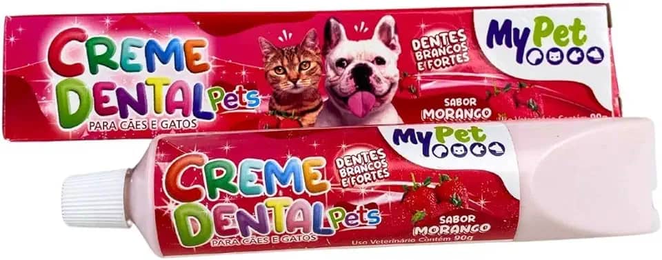 Creme Dental para Cães, Pasta de Dente para Cachorro, Sabor Morango