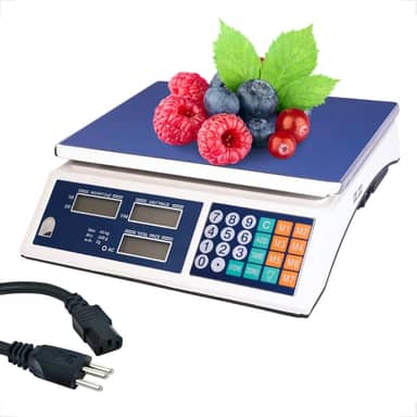 Balança Digital Eletrônica Industrial Comercial 40kG Bivolt 110/220V Bateria Embutida, Alta Precisão com Display, Resistente, Cozinha, Mercado, Padaria, Frutos do Mar, Tela LCD, Portátil, Branca