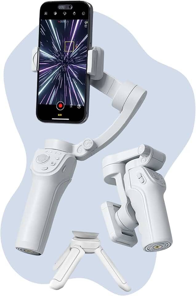 Estabilizador Gimbal 3 Eixos para Celular com Tripé Articulado, Bluetooth e Luz Integrada – Vídeos Estáveis, Portátil – Compatível iOS e Android