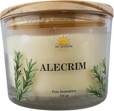 Vela Aromática Artesanal, 9 Fragrâncias Disponíveis, Baunilha, Capim Limão, Lavanda, Bamboo, Alecrim (Alecrim)