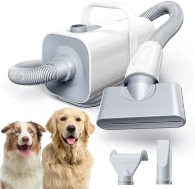 Soprador Silencioso com Aquecimento para Cães e Gatos, 99 Velocidades, Controle de Temperatura, 3 bocais, Secador Soprador Pet Shop Banho e Tosa Rápido e Suave, 2 em 1, 110v - HomerunPET