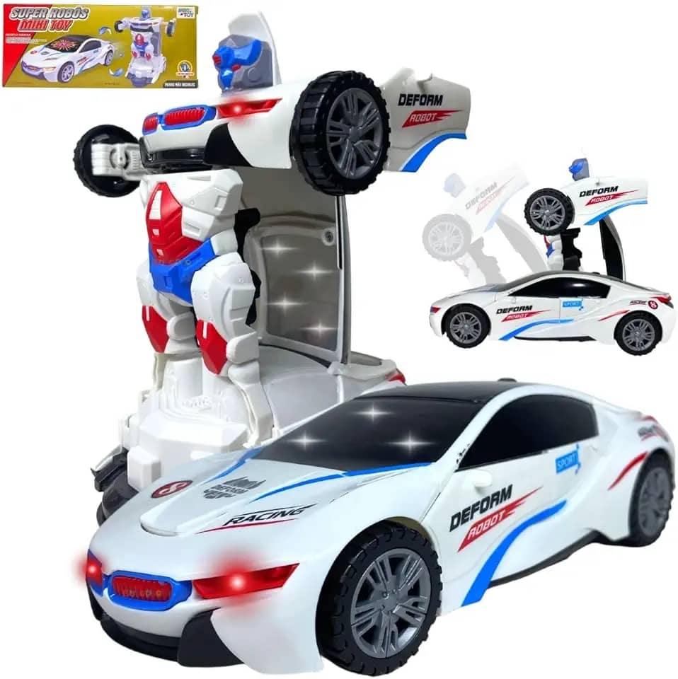 Europio - Carrinho Transformers Vira Robo Bate E Volta Som E Luz