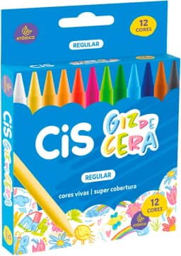 Giz de Cera Regular CIS, Caixa com 12 cores