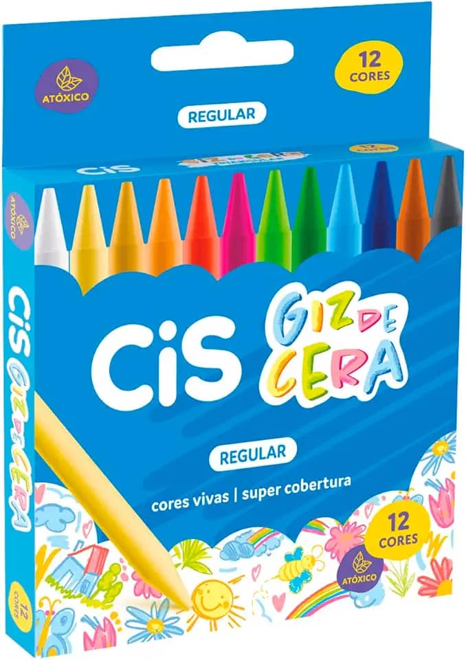Giz de Cera Regular CIS, Caixa com 12 cores
