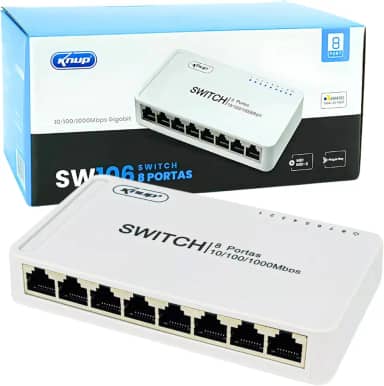 Switch 8 Portas Gigabit Rede 10/100/1000mbps Hub Bivolt Rj45