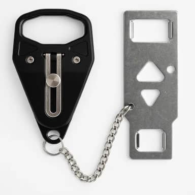 Trava de Segurança Portátil para Porta – Modelo com Corrente, Fecho Reforçado em Aço Inoxidável, Ideal para Viagens, Hotéis, AirBnB e Residências