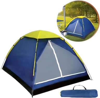 Barraca Iglu de Camping Fácil de Montar Para 2 a 3 Pessoas Automática Impermeável Proteção Solar Com Mosquiteiro Leve Para Mochileiros Acampamento Com Bolsa Azul