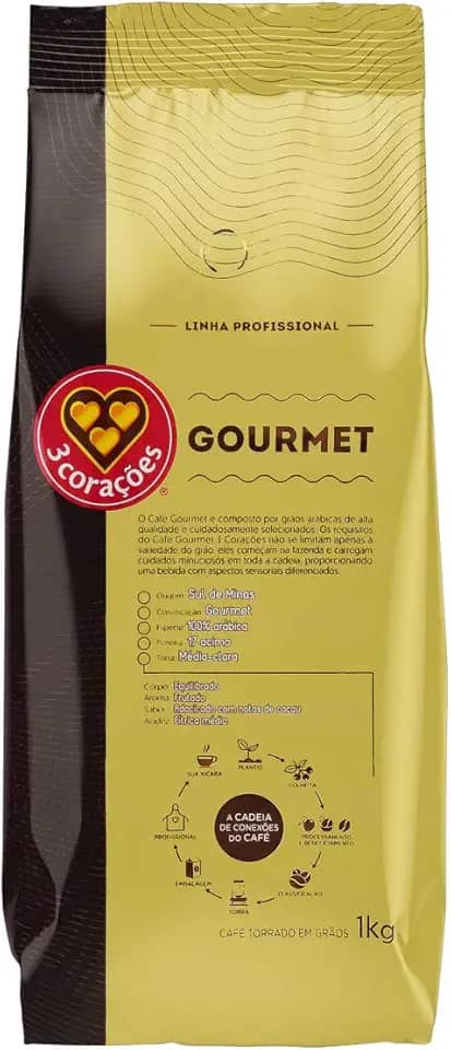 Três Corações Café Especial em Grãos Torrado Gourmet - Pacote de 1kg