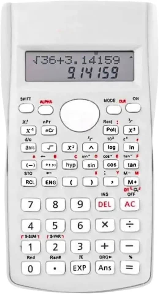 Calculadora Científica de Engenharia, 240 Funções, Display de Linha Dupla, Ideal Escola e Escritório (Branca)