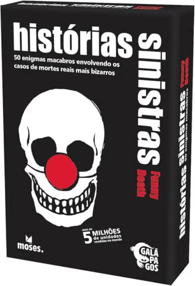Galápagos, Histórias Sinistras: Mortes Hilárias (Black Stories Funny Death), Jogo de Enigmas para Amigos, 2+ jogadores, 15 minutos por partida