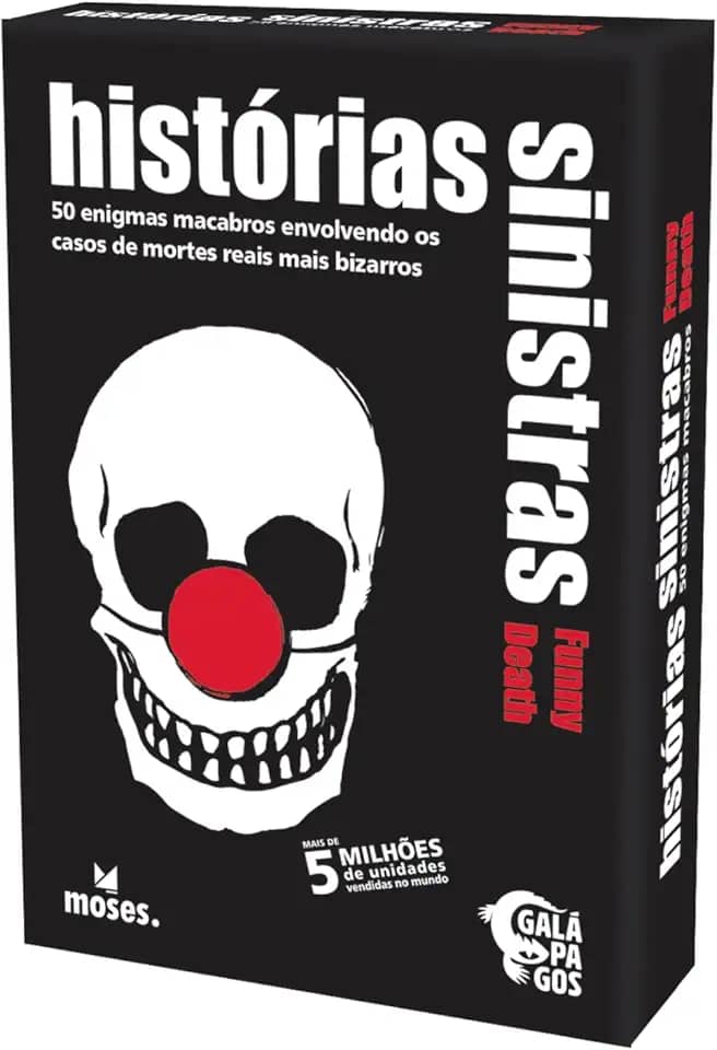 Galápagos, Histórias Sinistras: Mortes Hilárias (Black Stories Funny Death), Jogo de Enigmas para Amigos, 2+ jogadores, 15 minutos por partida