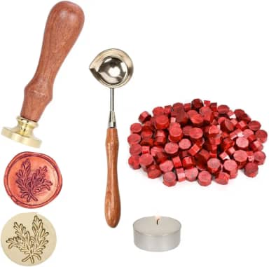 Sinete clichê retrô selo de cera, kit completo com sinete + 1 colher + 100 ceras (Cobre)