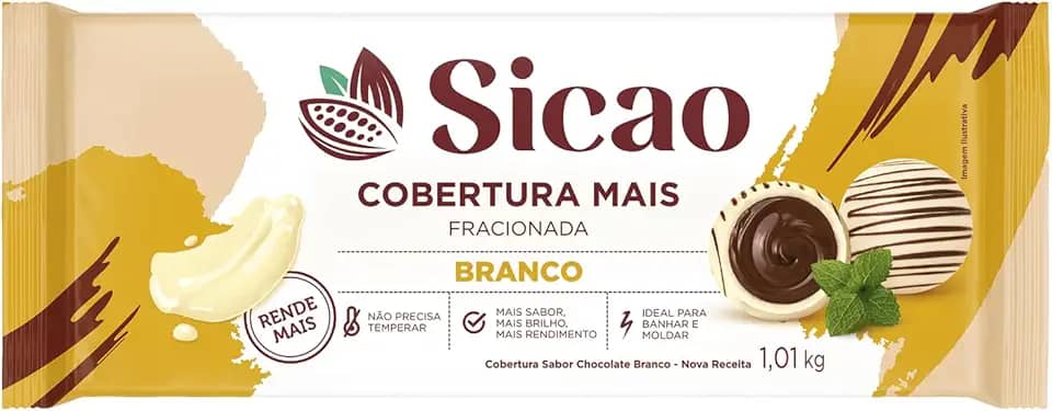 Cobertura Barra Fracionada Chocolate Branco Mais 1,01kg - Sicao