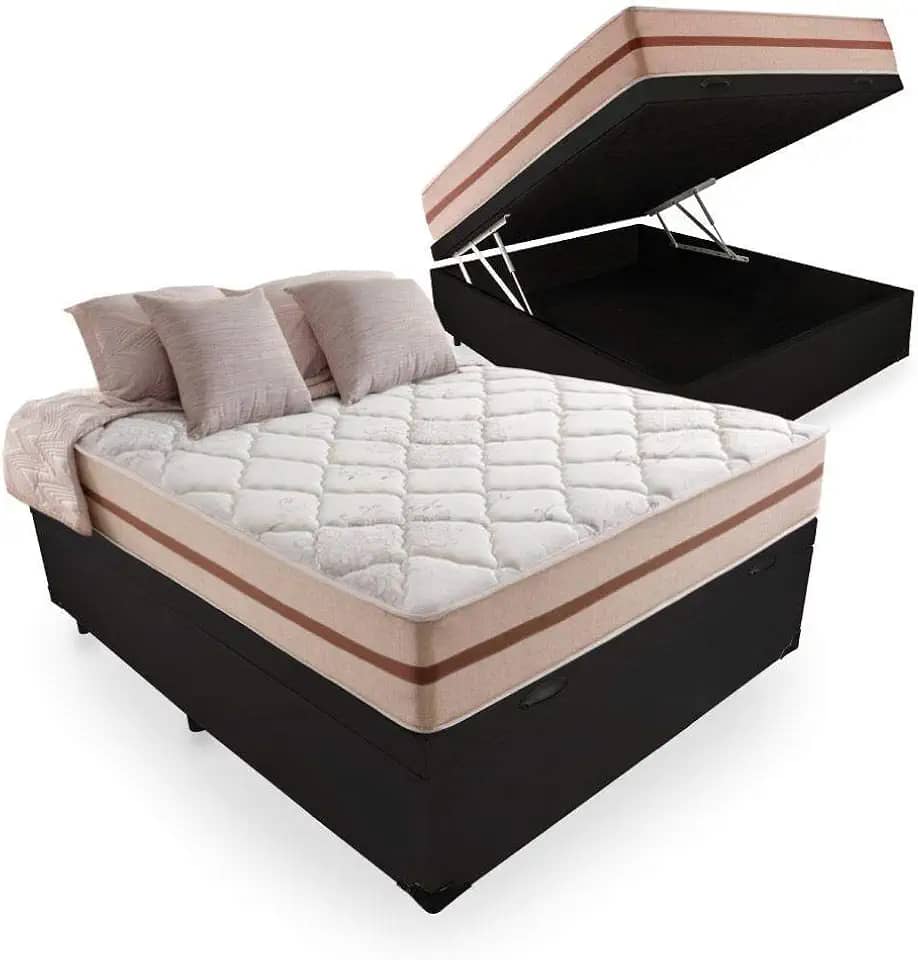 Cama Box Com Baú Viúva + Colchão De Molas Ensacadas - Anjos - Classic 22x188x128cm