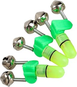 3 peças de acessórios de pesca, ponta de vara de pesca, alarme de alerta de mordida, sinos duplos com luz LED noturna, indicadores de mordida de pesca, ferramentas de caça e pesca