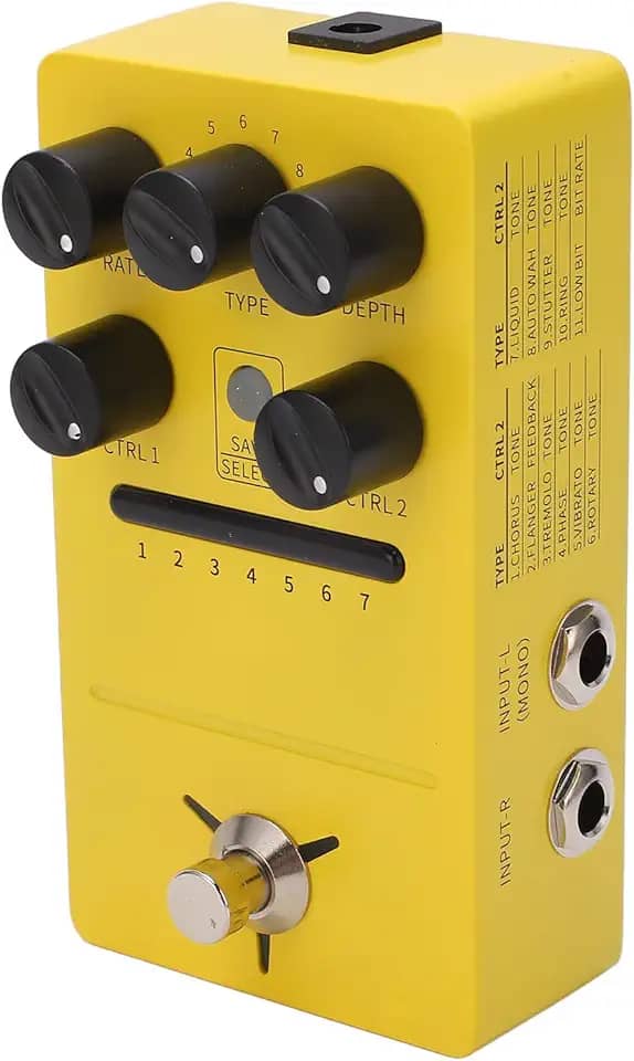 Mini Pedal de Modulação, 11 Modos de Modulação Chorus Phaser Tremolo Flanger Rotary Vibrato Liquid Stutter Ring LowBit True Bypass Guitarra Pedal de Efeitos para Guitarra Elétrica