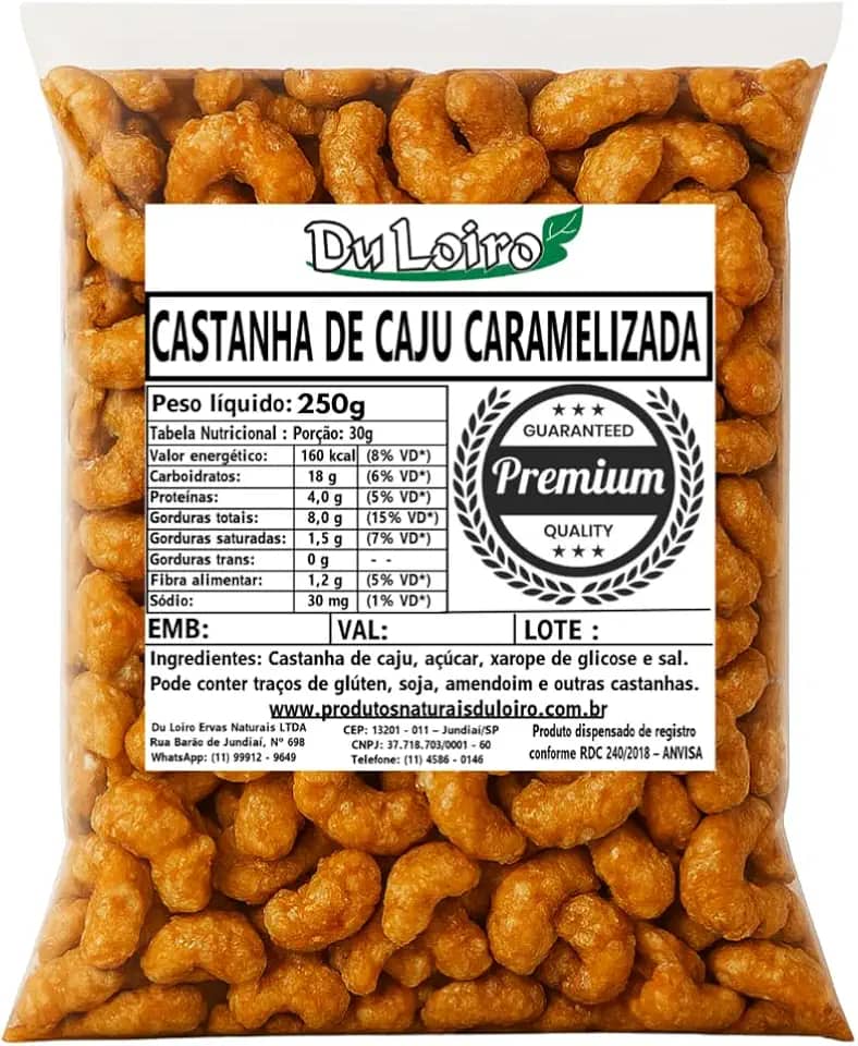 Castanha De Caju Caramelizada Com Gergelim (250g)