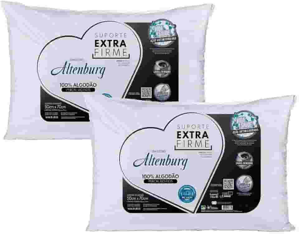 Kit 02 Travesseiros Altenburg Suporte Extra Firme 0,50x0,70m 180 Fios