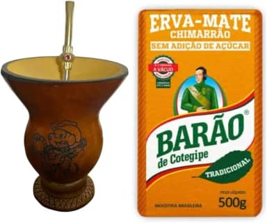 Kit Chimarrão Infantil Cuia + Bomba de Metal + Erva Mate Barão de Cotegipe, 500g (Masculino)