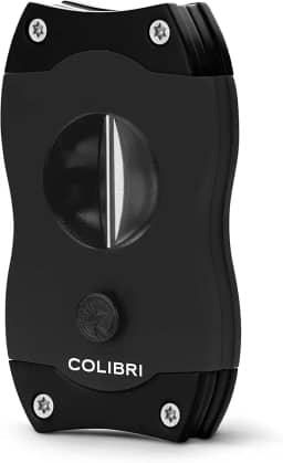 Colibri Cortador de charutos premium com corte em V – Lâmina ergonômica de aço inoxidável com mola, ideal para até 60 ou mais de anéis, presente para entusiastas de charutos (preto)