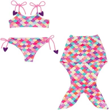 Biquíni Infantil Saia Cauda De Sereia Menina Piscina Praia