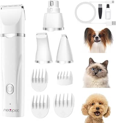 NEWPET Aparador de Pelos, Máquina de Tosa Pet,Aparador Elétrico Sem Fio de Baixo Ruído USB para Cães e Gatos, para Cuidar Das patas, Olhos, Orelhas, Rosto e Pelos Emaranhados