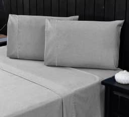 Jogo de Cama Casal Percal 400 Fios Ponto Palito 04 Peças, Antiácaro, Anti-pilling com Toque Macio - Linho Cinza