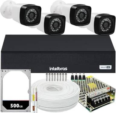 Kit Cftv 4 Cameras Segurança 1080p Full Hd 2mp Dvr Intelbras