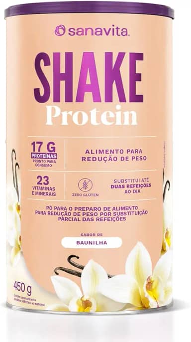 Sanavita Shake Protein - Substituto de Refeição - Sabor Baunilha - 450g