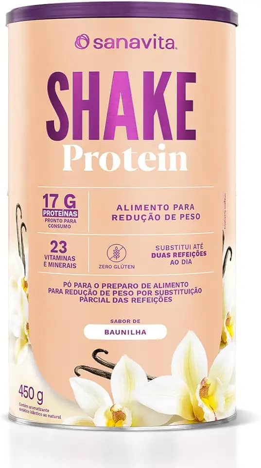 Sanavita Shake Protein - Substituto de Refeição - Sabor Baunilha - 450g