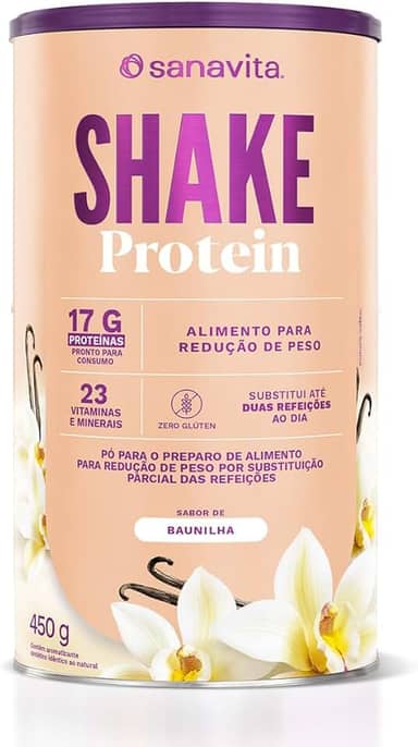 Sanavita Shake Protein - Substituto de Refeição - Sabor Baunilha - 450g