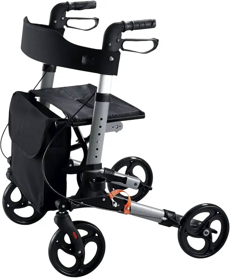 Andador 4 Rodas Dobrável Com Freio E Cesta Premium Hidrolight