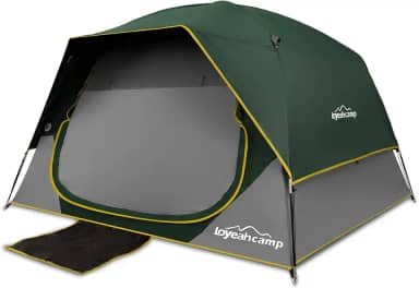 LOYEAHCAMP Barraca de acampamento blackout para 4 pessoas, barraca de cúpula familiar à prova d'água para acampamento com mosca de chuva, barraca familiar grande portátil de camada dupla para